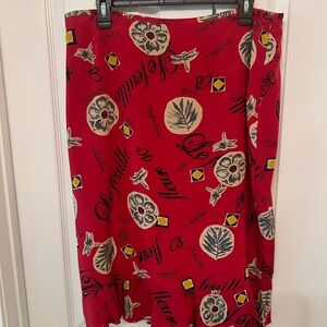 Nygard mid size vintage 100% silk Red Patterned Women's Skirt